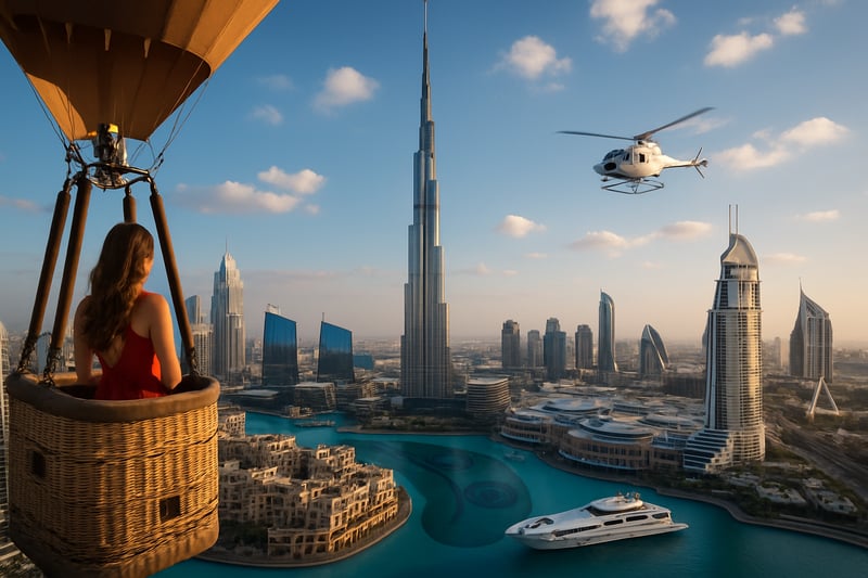 Dubai skyline with iconic Burj Khalifa and luxury travel experiences
